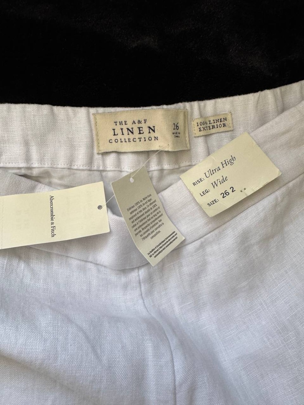 NWT Abercrombie & Fitch Women’s White Linen Pants Lining Size 26 - Picture 2 of 9